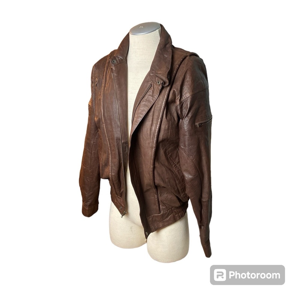 Neutral Territory Leather Bomber Jacket Medium Mens